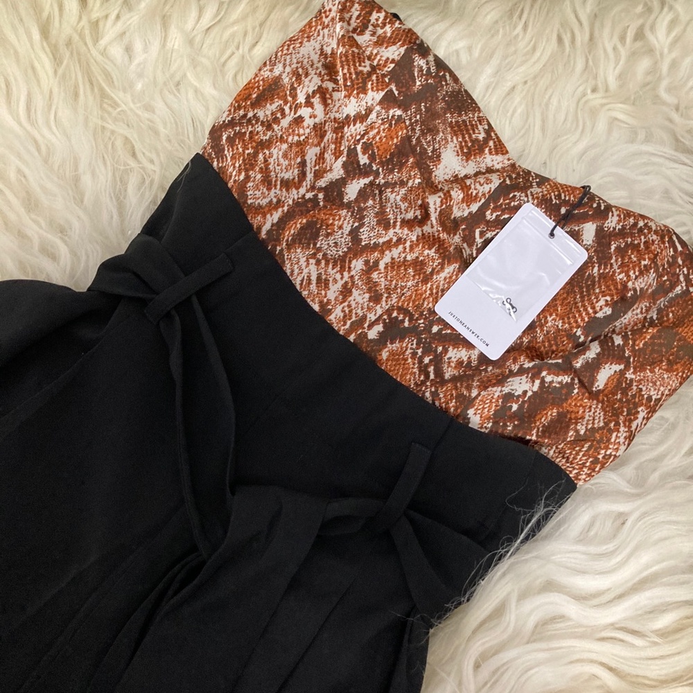 J.O.A. Strapless Jumpsuit In Rust Snake - Picture 9 of 11